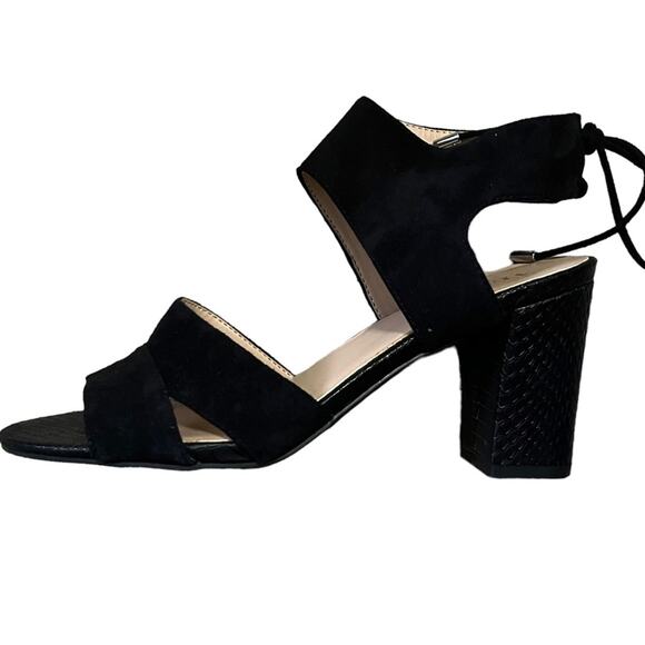 Franco Sarto Gem Lace-Up Block Heel Black Sandals Tie Strappy Formal Shoe Size 9 - Picture 7 of 11